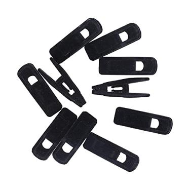 Imagem de Cabides com clipe, clipes para cabides flocagem + veludo vários usos para saia de terno para calças (preta)