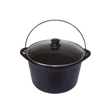 Imagem de Panela Ferro Fundido Caldeirão Antigo Tampa Vidro 20cm 3L