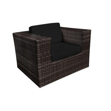 Imagem de Poltrona Copacabana em Junco Almofada Preta - Café