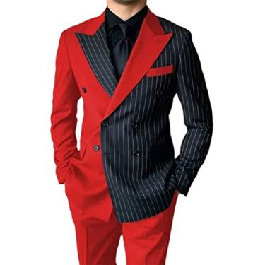 Imagem de Blazer masculino terno, 2 peças, vestido de festa de formatura, blazer de casamento, formatura, smoking, jantar, baile, vermelho, M (busto: 108 cm)