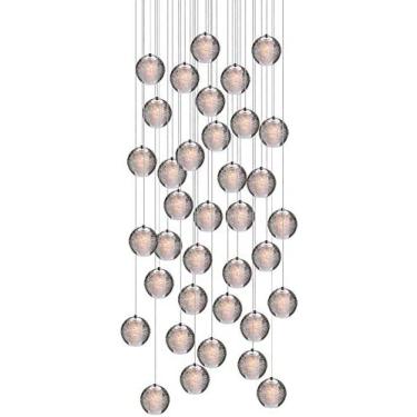 Imagem de Luminária Pendente Luminária De Teto G4-LED Bola De Cristal Lustre, Sala De Estar Luz Sótão Escada Foyer Restaurante Bar Quarto Candeeiro Suspenso Cromado A+,Disco 36,Pleasant63