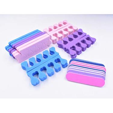 Imagem de 12 Pair Soft Two Tone Foam Toe Separators, Toe Spacers, Great Toe Cushions for Nail Polish, Pedicure, Manicure, Includes 9pcs Assorted color Mini Nail Buffering File