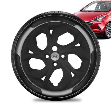 Imagem de Calota Hyundai HB20 aro 15 2020 21 22 Preta Fosca Emb Prata