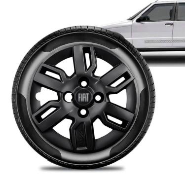 Imagem de Calota Fiat Uno Way aro 13 2013 a 15 Pret Brilhant Emb Preto