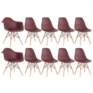 Imagem de Kit 2 cadeiras Eames DAW com braços + 8 cadeiras Eiffel DSW