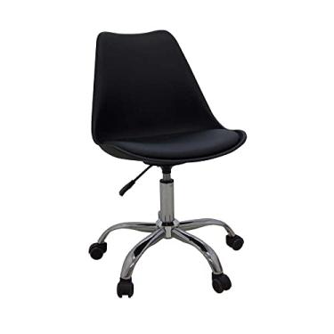 Imagem de Cadeira para Escritório, Rivatti, Office Luisa Preto - Base Rodizio Cromada