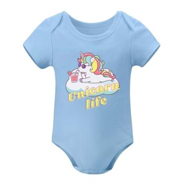 Imagem de SHUYINICE Macacão infantil engraçado para meninos e meninas macacão de uma peça premium para recém-nascidos body para bebê, Azul-celeste, 12-18 Months