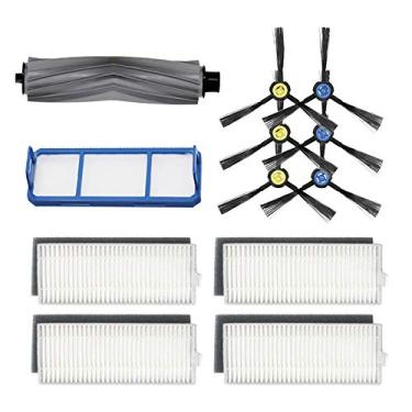 Imagem de Kits de acessórios compatíveis com ILIFE A7 A9S X785 X750 X800 Robot Vacuum Cleaner Peças de reposição, 1 escova de borracha para rolo principal, 3 pares de escovas laterais, 4 filtros, 1 pré-filtro