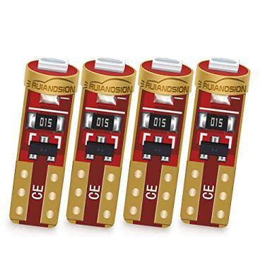 Imagem de Ruiandsion Lâmpada de LED T5 12 V com base de cunha verde para interior de carro, instrumentos, painel, painel, luzes indicadoras de ar condicionado, 4 peças