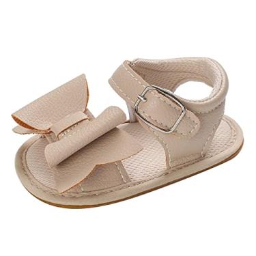 Imagem de Sapatos infantis primavera e verão meninos e meninas sandálias cor sólida laço fivela bico aberto bonito e bebê, B-L, 5 Infant