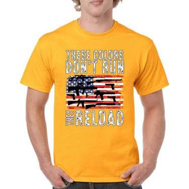 Imagem de Camiseta masculina These Colors Don't Run They Reload 2nd Amendment 2A Second Right American Flag Don't Tread on Me, Amarelo, 5G