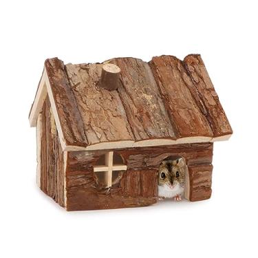 Imagem de Hideout para animais de estimação Hamster de madeira com chaminé pequeno para barraca de brinquedo de gaiola de hamster de anões (P)