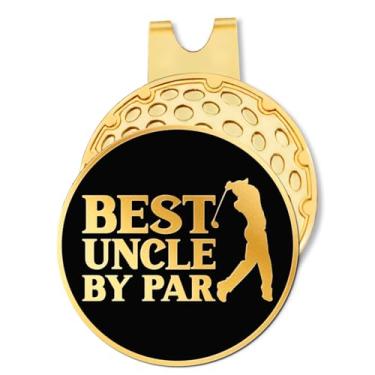 Imagem de Hafhue Best Uncle by Par Marcador de bola de golfe preto dourado com clipe magnético para chapéu, acessórios de golfe engraçados e presentes de golfe para homens tio, aniversário para fãs de golfe