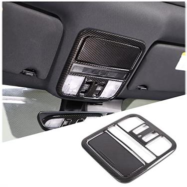 Imagem de HIRUFAIT Acabamento da tampa do painel de luz de leitura frontal para Honda Pilot 2019-2022, acessórios de proteção de decoração de moldura de luz de leitura de material ABS (padrão de fibra de carbono)..
