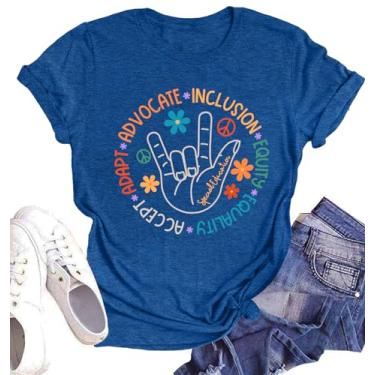 Imagem de Camisetas femininas com estampa de professores de educação especial SPED Teachers, presente de vida docente, camiseta de manga curta, B - azul 1, P