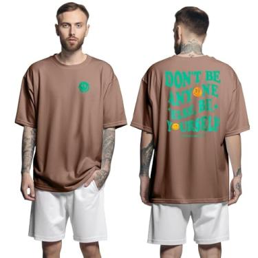 Imagem de Camisa Camiseta Oversized Streetwear Genuine Grit Masculina Larga 100% Algodão 30.1 Don't Be Anyone - Marrom - M