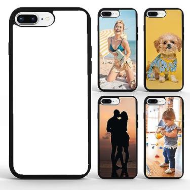 Imagem de FOQENCCI Capa de telefone de sublimação de 5 peças compatível com iPhone 7 Plus/8 Plus, capas de telefone DIY em branco para prensa térmica, borracha preta macia + capa protetora de policarbonato