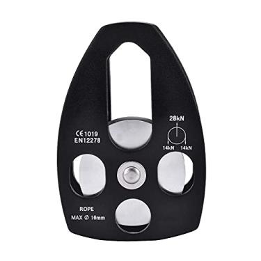 Imagem de Polia De Resgate De Escalada 32KN, Polia Grande De Resgate única Polia, Polia única De Liga De Magnalium Para Escalada Ao Ar Livre(preto com rolamentos)
