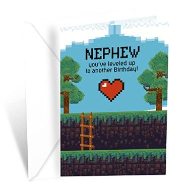 Imagem de Prime Greetings Cartão de aniversário para tema de videogame sobrinho, feito na América, ecologicamente correto, cartolina grossa com envelope premium 12,7 cm x 19,7 cm, embalado em envelope protetor
