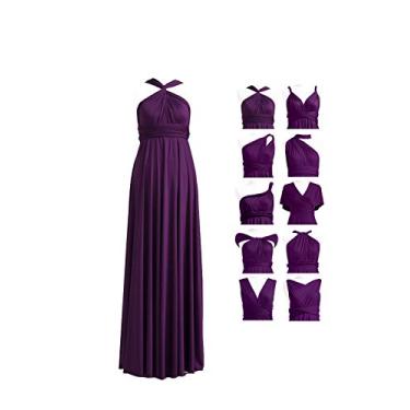 Imagem de 72styles Vestido Infinity com bandeau, vestido de dama de honra conversível, longo, plus size, vestido multidireção, vestido torcido, Roxo escuro, Tamanho Único
