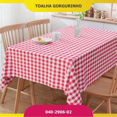 Imagem de Toalha De Mesa Xadrez Vermelho E Branco Retangular 6 Lugares - Menedec