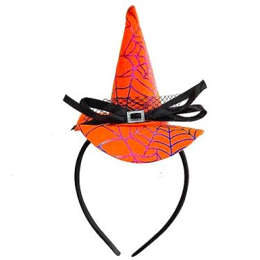 Imagem de Ecuupas Chapéu de bruxa laranja faixa de cabelo de teia de aranha faixa de cabelo festa de Halloween aniversário decoração de cabelo para mulheres meninas crianças touca laço de cabelo argola de cabelo acessórios de cabeça presentes