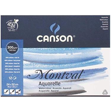 Imagem de Bloco Aquarela Montval 300 g/m² Grain Fin A-4+ 24x32 cm com 12 Folhas Canson