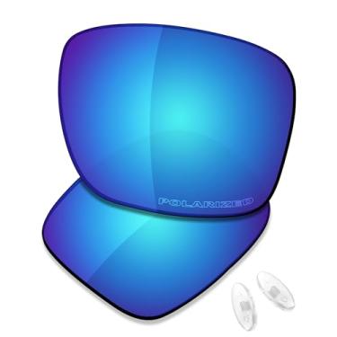 Imagem de SAUCER Lentes de reposição premium e protetores de nariz para óculos de sol Oakley Holbrook Ti OO6048 de alta defesa - azul glaciar polarizado