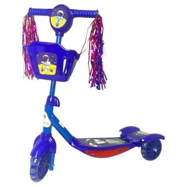 Imagem de Patinete Infantil 3 Rodas com Luzes Led e Cesta Emite Som (azul)