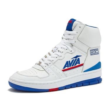 Imagem de Avia 830 Men's Basketball Shoes, Retro High Top Sneakers for Men Indoor or Outdoor, Street or Court - White/Navy Blue/Red, 5.5 Medium