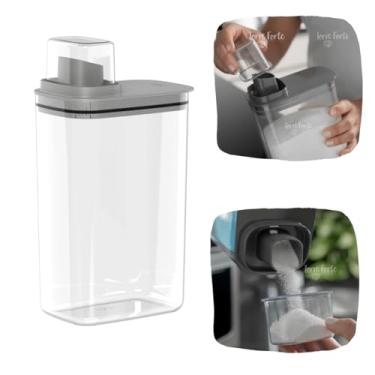 Imagem de Porta Sabão Em Pó Líquido Amaciante 2,3L Lavanderia Pote Hermético Copo Medidor Chumbo (Sem Personalização)