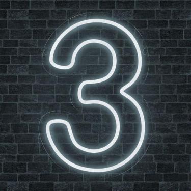Imagem de Painel Led Neon Número Luminoso 3 Três 60cm Decoração Festa - letreiro