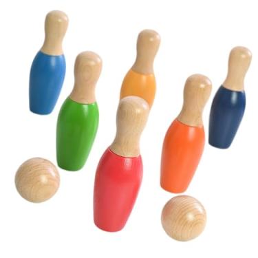 Imagem de TTETTZ Conjunto de Boliche para Crianças Brinquedos de Boliche para Crianças Aprendizagem Precoce Coordenação Bola de Madeira Jogos de Atividades Internas