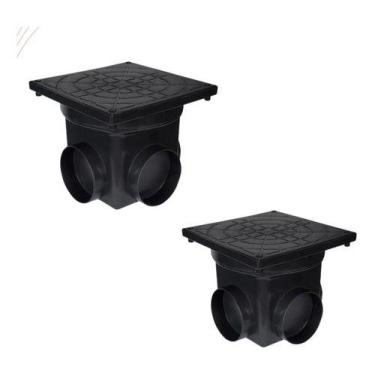 Imagem de Kit 2 Caixa De Passagem E Inspeção De Esgoto Preta Metasul