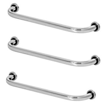 Imagem de Kit 3 Barras De Apoio Para Banheiro 2 - 40cm E 1 - 80cm - MetalCromo