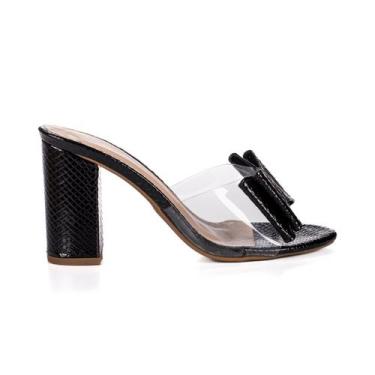 Imagem de Sandalia Feminina Jjojo Renata Transparente Cobra Verniz , 38, Preto