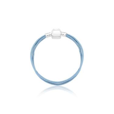 Imagem de Pulseira Infantil Cordão de Algodão Azul Revestida em Prata - VL ACCES