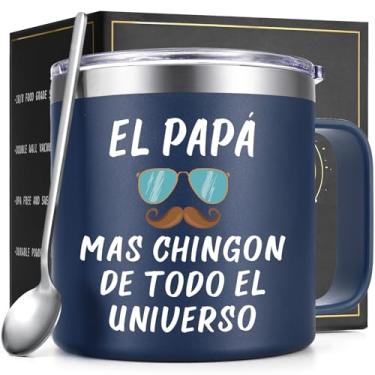Imagem de Qtencas Regalos Para Papa, Dad Gifts, El Papa Mas Chingon Del Universo, Regalo Para Papa De Cumpleaños, Regalo Para El Dia Del Padre, Presente de Dia dos Pais em espanhol, 400 ml, azul marinho