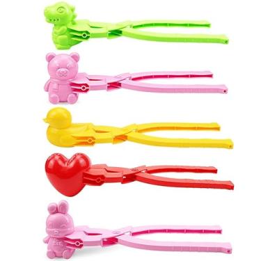 Imagem de 5 peças de molde de pato, moldes de arroz de pato para crianças, pinças de molde de colher de pato para arroz, molde de bola de arroz em forma de coração de dinossauro de coelho para kit de fazer