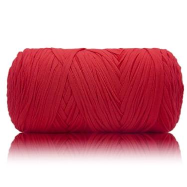 Imagem de MSyarn Fio de camiseta de 400 g, fio de crochê para bolsa de crochê/projeto de artesanato/decoração de casa, 400 g, 120 jardas/112 m de crochê com tecido elástico de mistura de poliéster e elastano