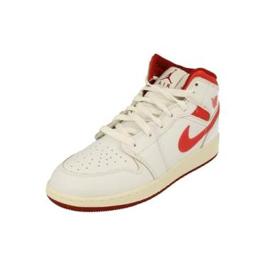 Imagem de Nike Tênis infantil Air Jordan 1 Mid SE, Branco/Lagosta/Vermelho/Vela, 20
