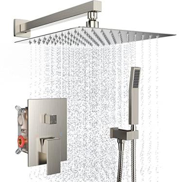 Imagem de Dlvsoby Sistema de Chuveiro de Chuva Cabeça de Chuveiro de 12" com Conjunto Combinado Portátil para Banheiro, Conjunto de Torneira de Chuveiro de Chuva de Alta Pressão Montado Na Parede, Válvula Ásper