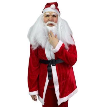 Imagem de Mascara Papai Noel Realista Fantasia Completa Luxo Oculos Barba Natal 