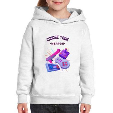 Imagem de Moletom Infantil Choose your weapon - Foca na Moda, Branco, 14