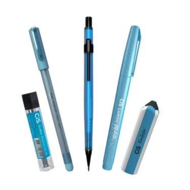 Imagem de Kit Lapiseira Neon 0.5 Azul+Gelyx+MarcaTexto+B.Lápis+Grafite - CIS