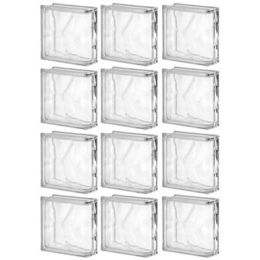 Imagem de Kit 12 Bloco de Vidro 1 Lado P/ Acabamento 19x19x8 Tradestar