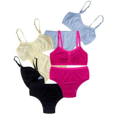 Imagem de Kit 4 Conjunto De Calcinha E Sutiã Juvenil Confortável Para Menina Moç