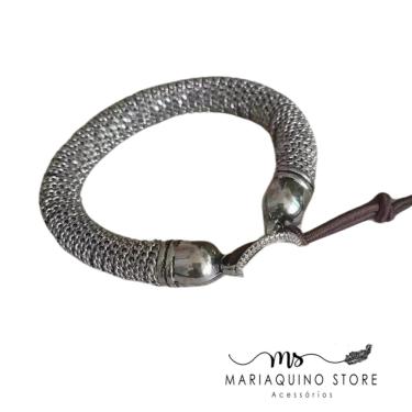 Imagem de Pulseira Mirra em correntes grume no banho prateado e Metal zamak de alta qualidade com banho de verniz