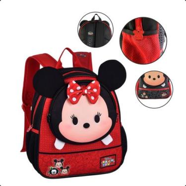 Imagem de Mochila Bolsa Mickey Minnie Oficial Infantil Criança Escolar Alça Zípe