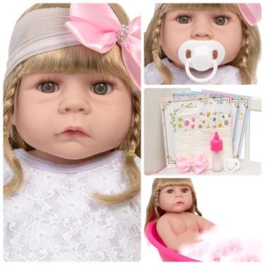 Imagem de Bebê Reborn Menina Linda 100% Silicone Com Kit Acessórios - Cegonha Re